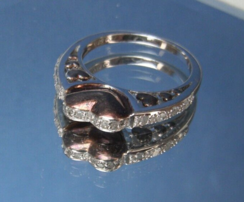 925 Diamond Accent Heart Band Ring 925 Size 5 3g - image 1