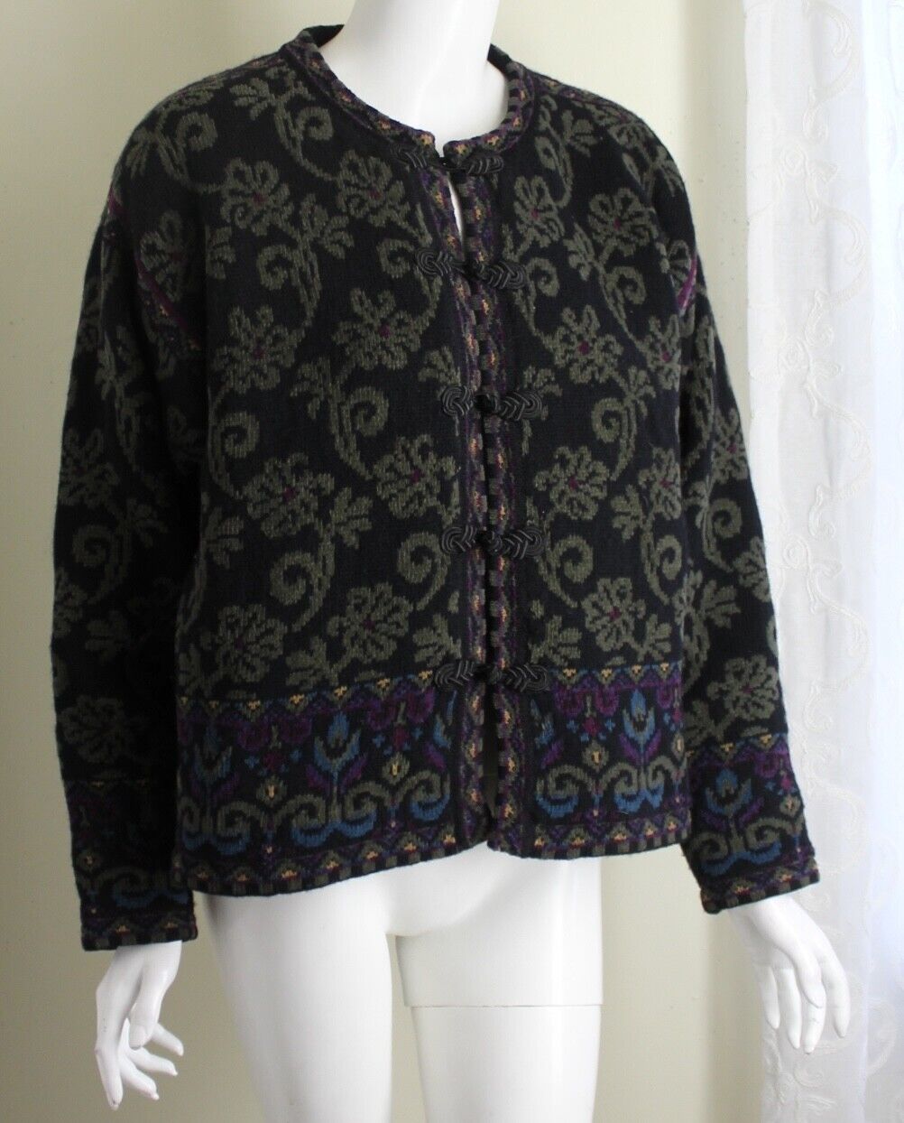 Icelandic Design Sz L Gorgeous Wool Chenille Asia… - image 7