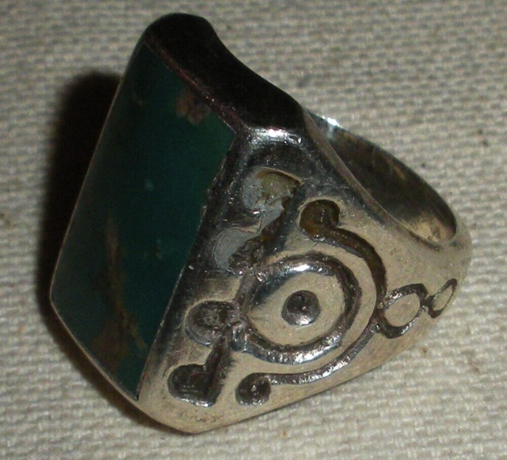 VINTAGE NAVAJO TURQUOISE EARLY STAMPWORK STERLING… - image 2