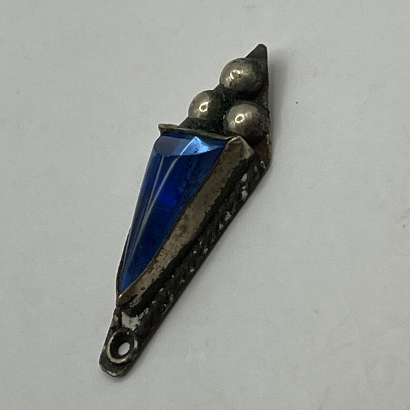 Vintage Blue Stone Pendant 925 Sterling Silver Ha… - image 5