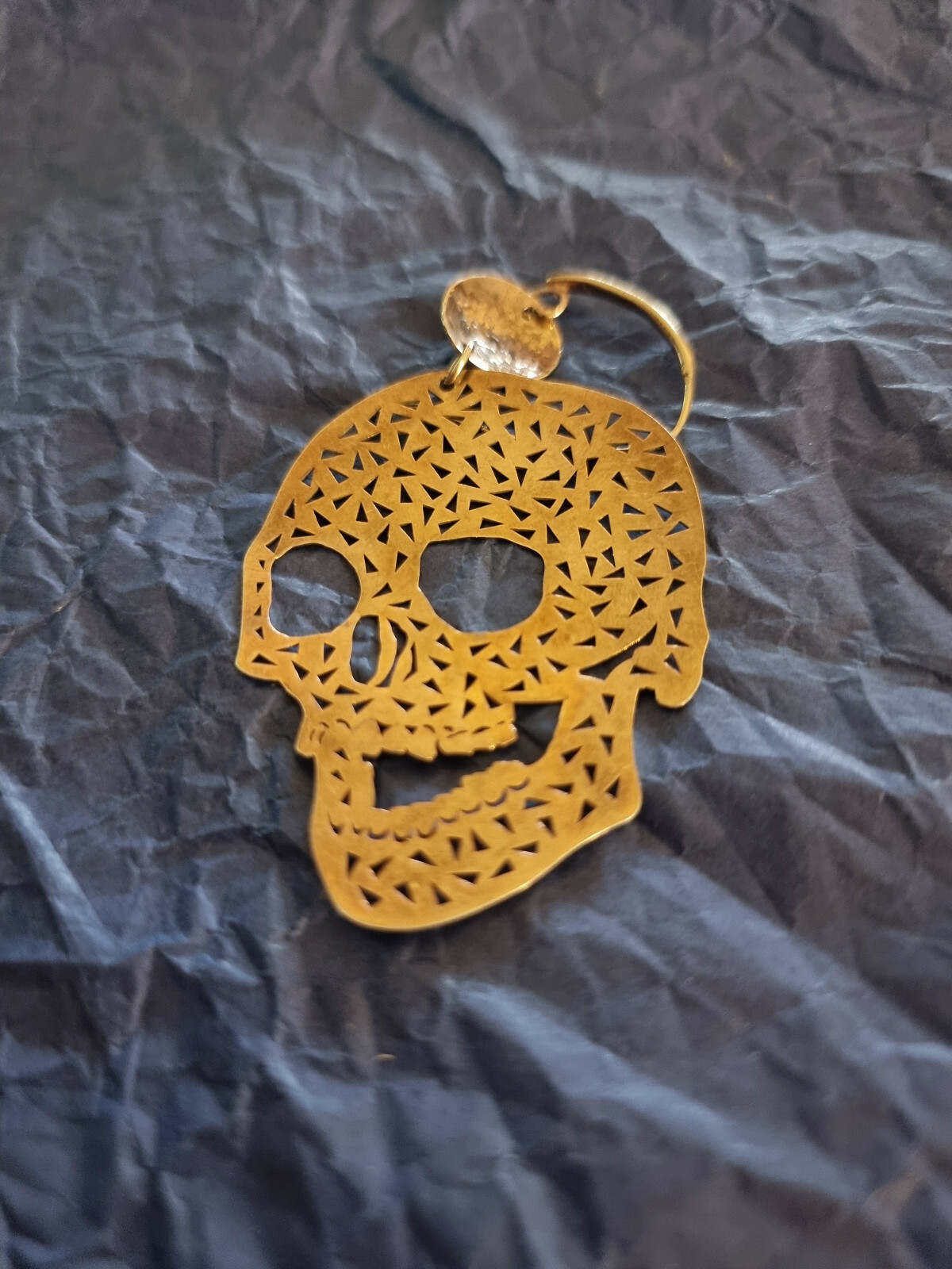 SKULL OVERSIZED STERLING SILVER 925 GOLD PLATED M… - image 4