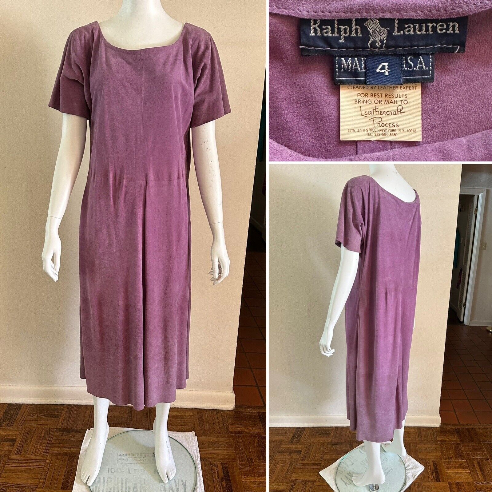 1970s Ralph Lauren Collection Purple Suede Dress … - image 1