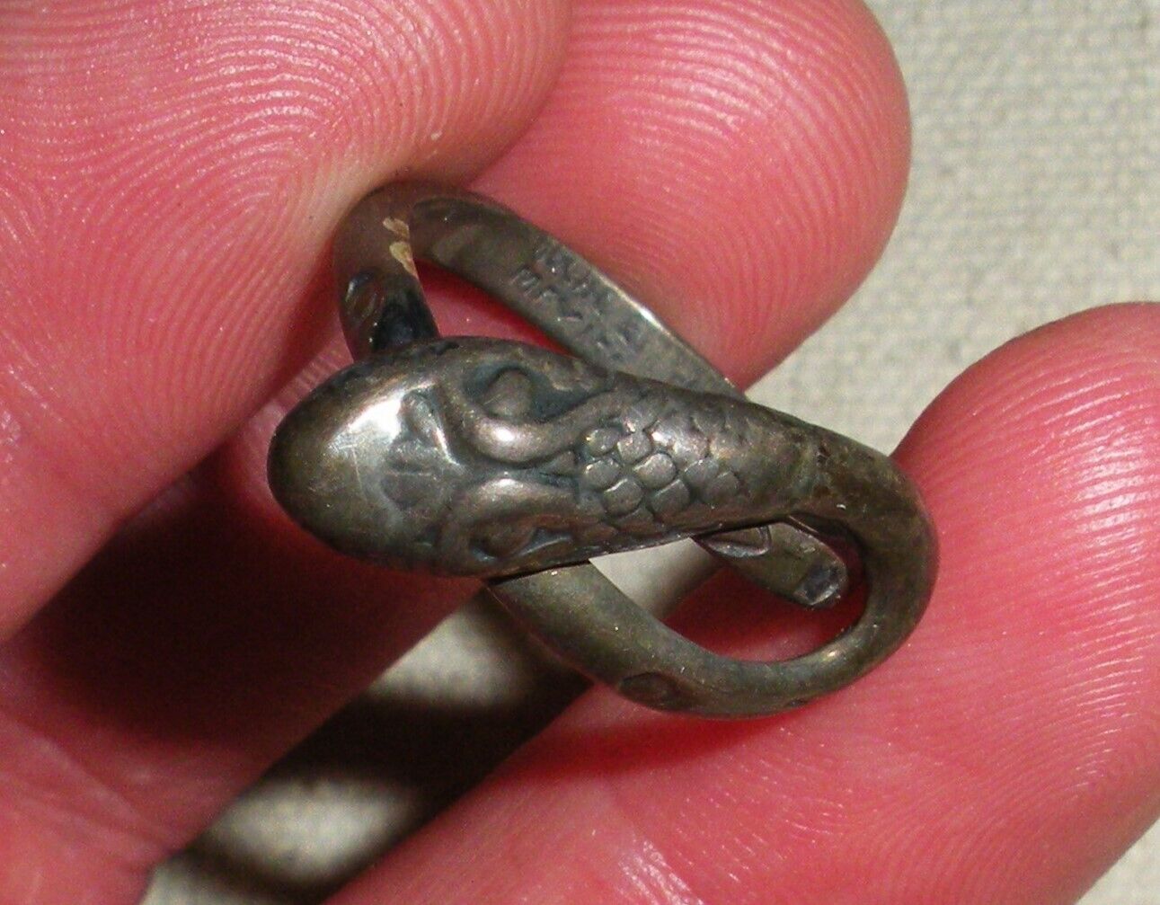 VINTAGE MEXICAN TAXCO COILED SNAKE RING STERLING … - image 1