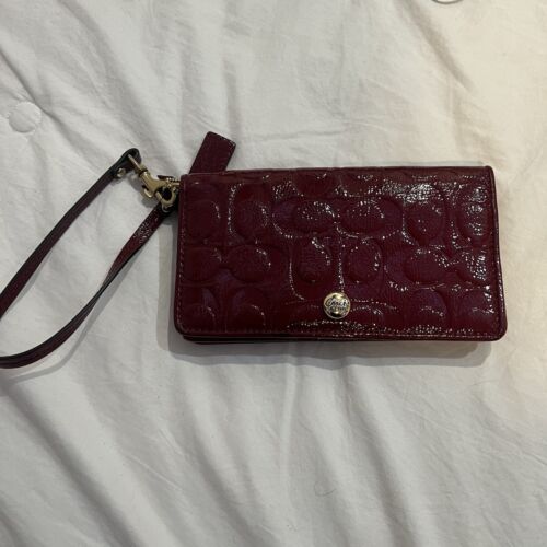 Coach Merlot Peyton Signature Embossed Patent Lea… - image 1