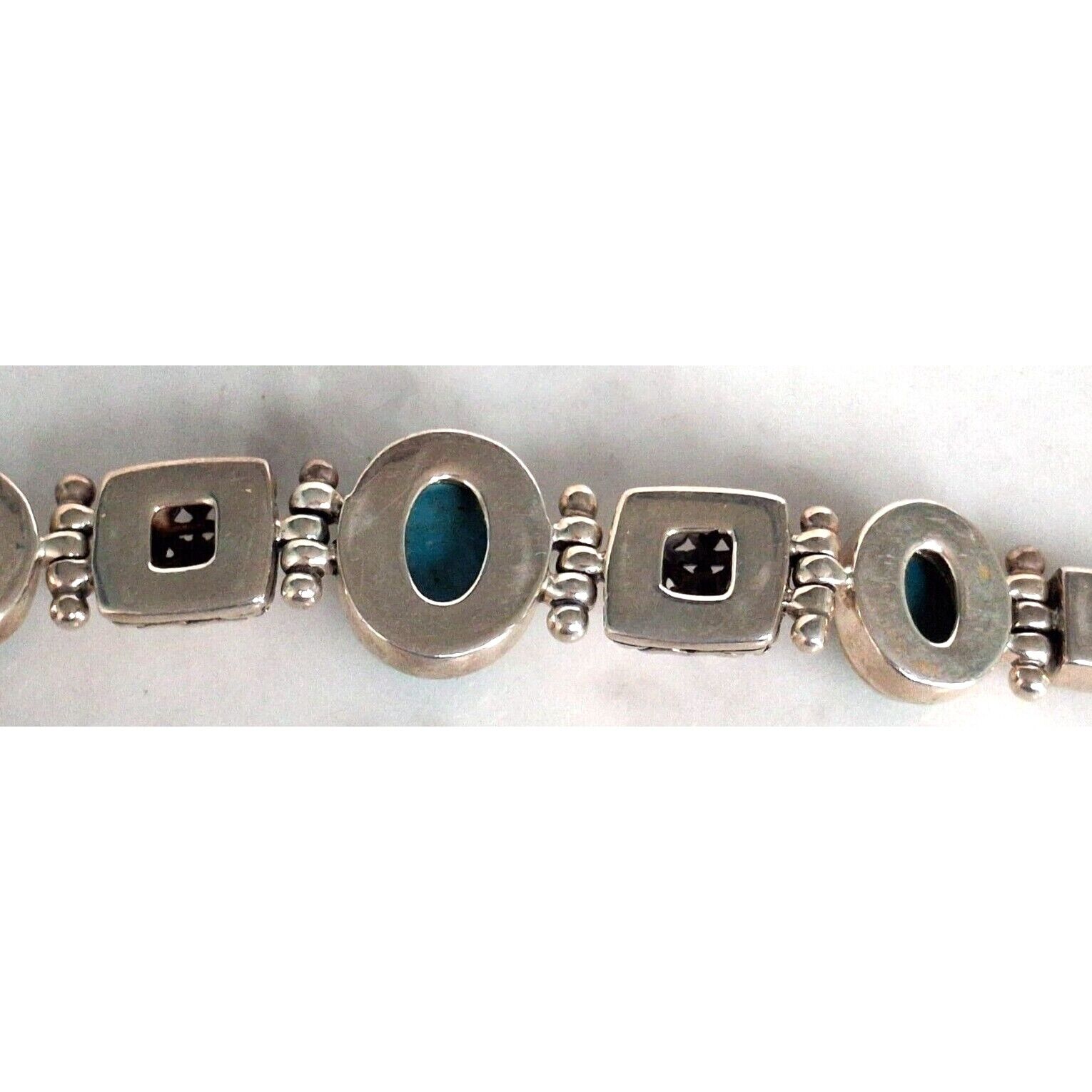 ORNATE 925 STERLING SILVER AND TURQUOISE  BRACELE… - image 8