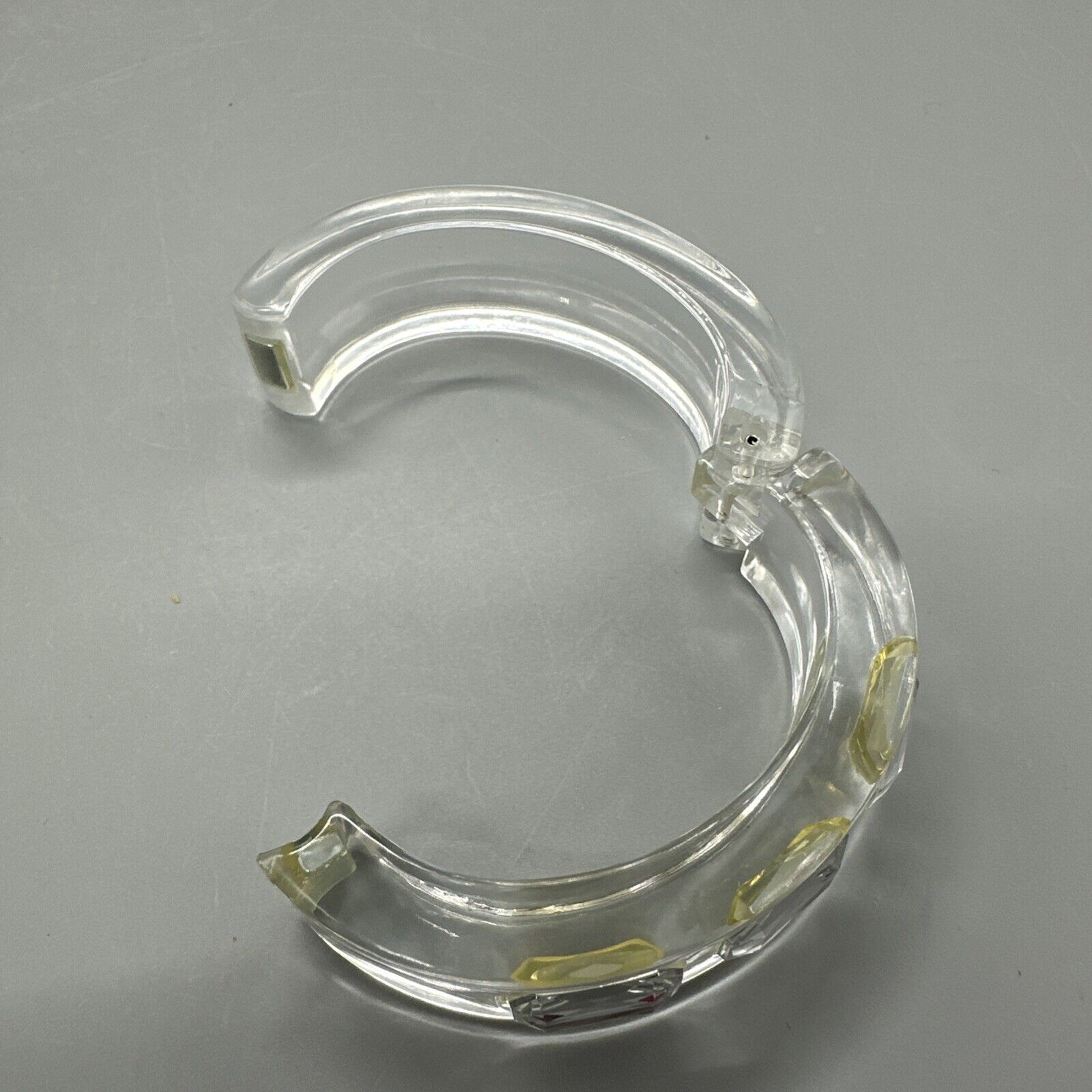 Women's Clear Lucite Hinged Bangle Huge Channel S… - image 3