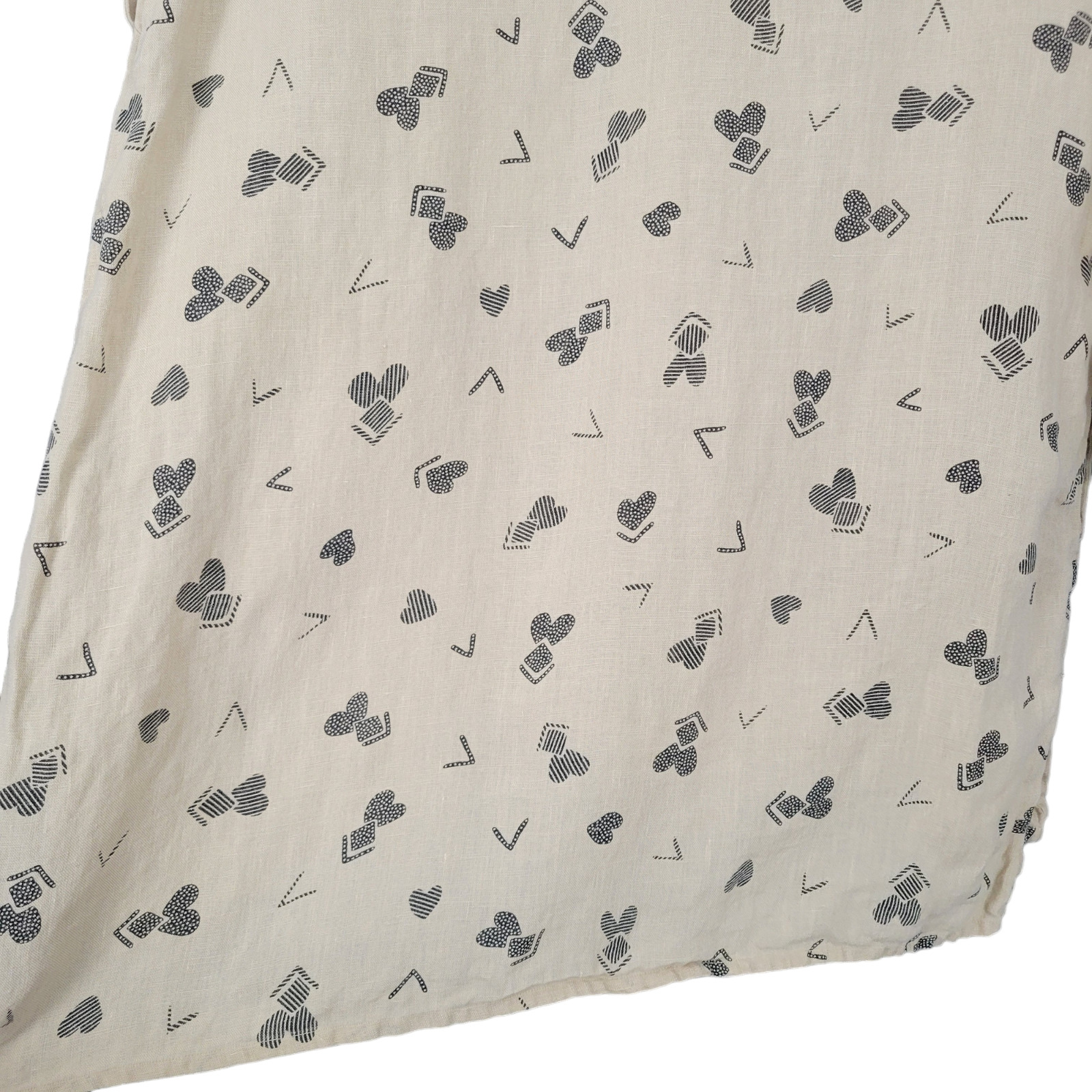 GUDRUN SJODEN Top M Beige Heart Print Linen 3/4 S… - image 13