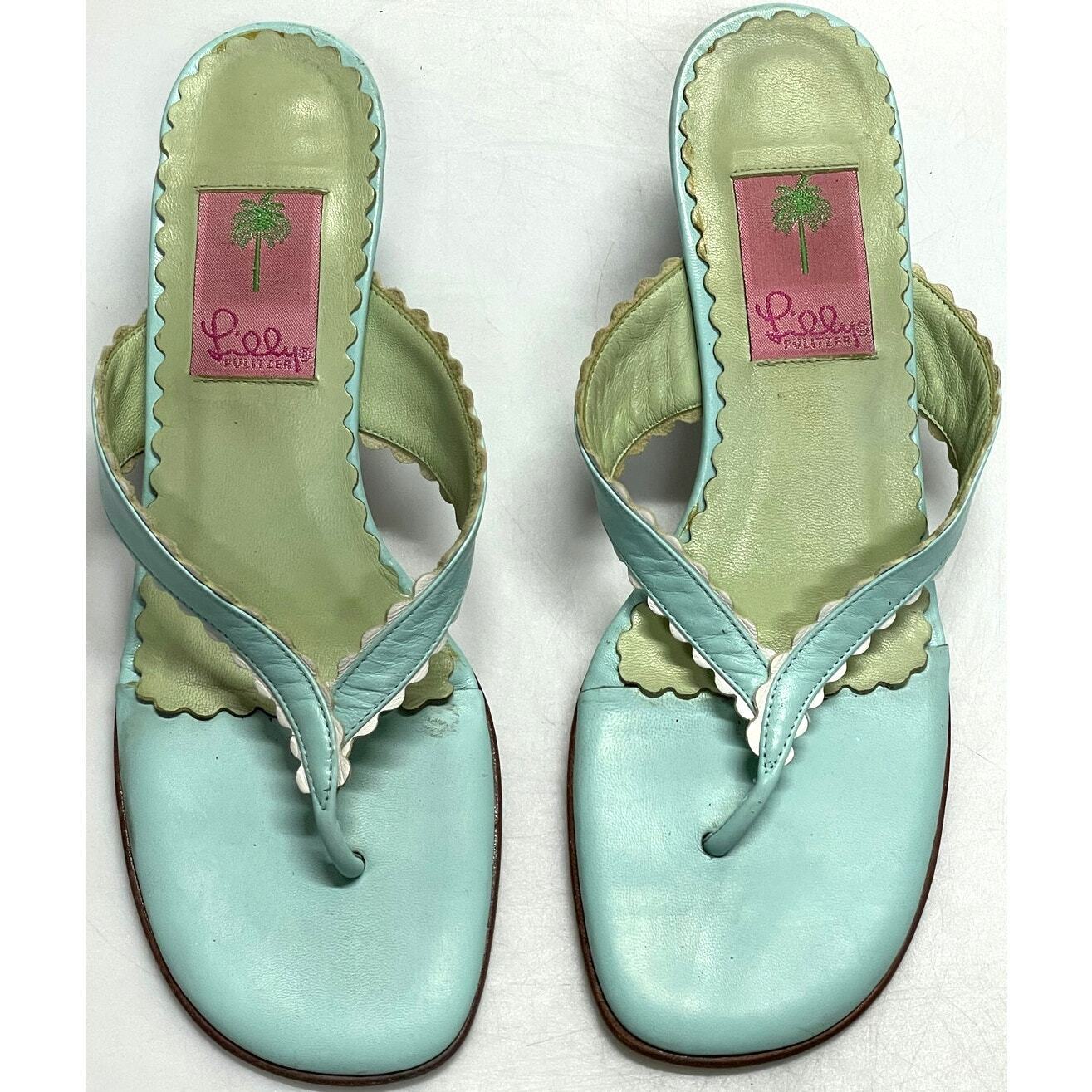 Lilly Pulitzer Blue & Green Kitten Heel Sandals W… - image 3