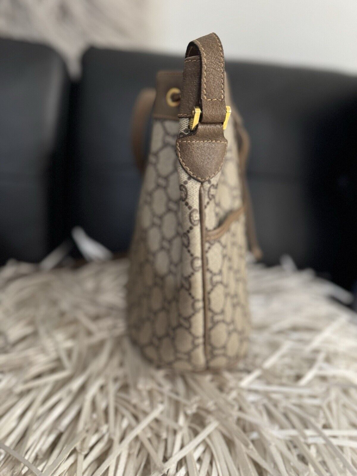 Authentic GUCCI GG Plus Drawstring Brown/Beige Sh… - image 3