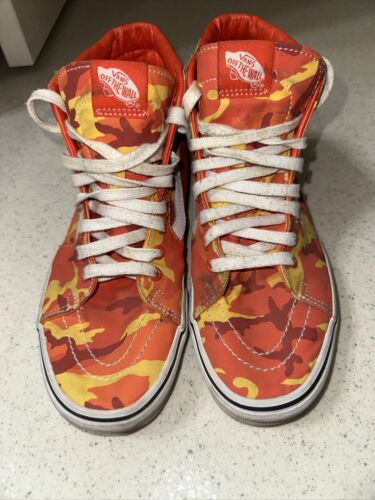 VANS SK8 Orange Camo Hi-Top Unisex Skater Sneakers