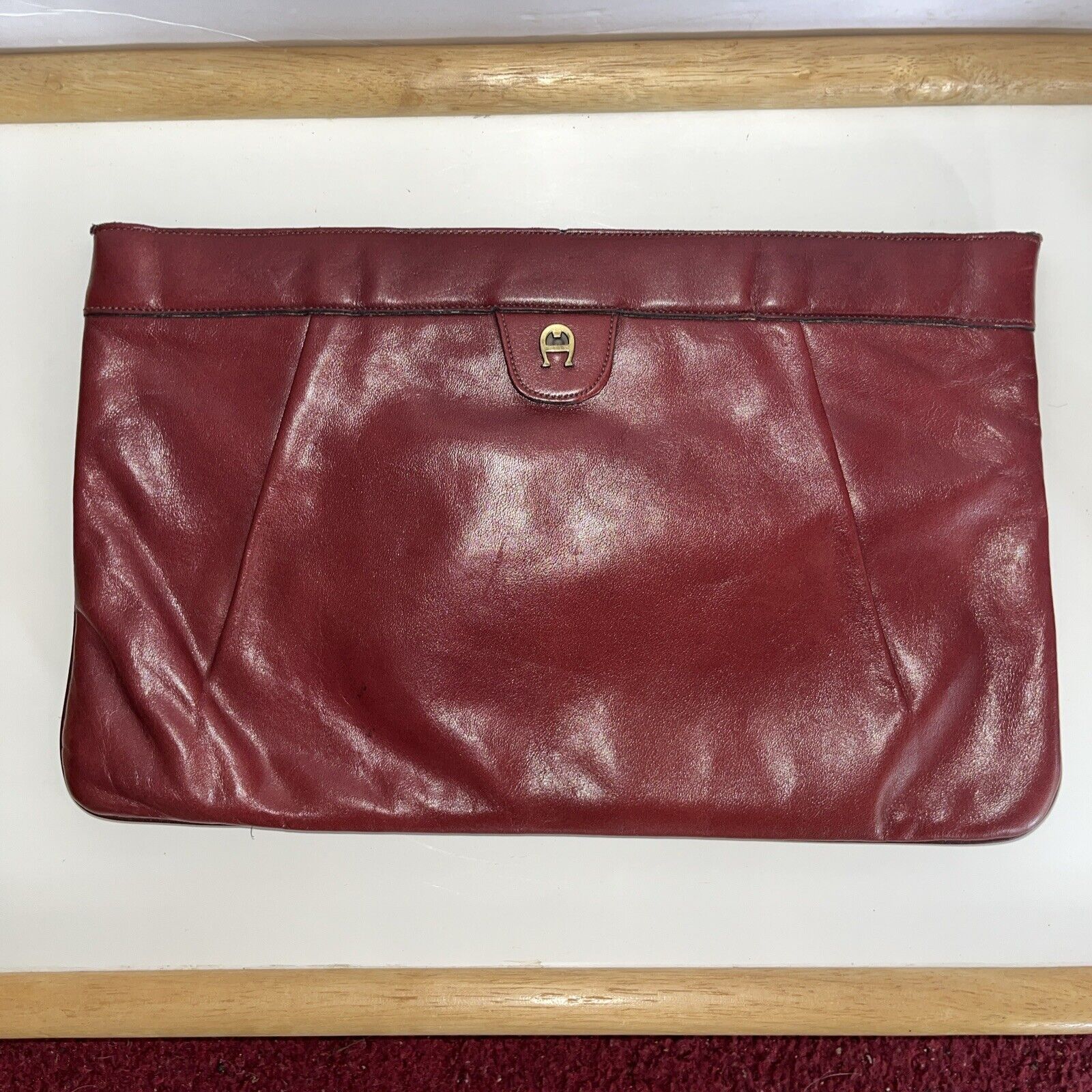 Vintage Etienne Aigner 1970s Cherry Red Leather H… - image 1