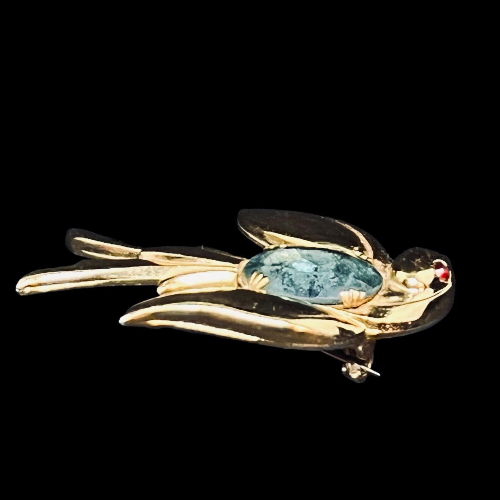 Vintage Pegasus Coro Gold Tone Bird With Blue Fac… - image 6