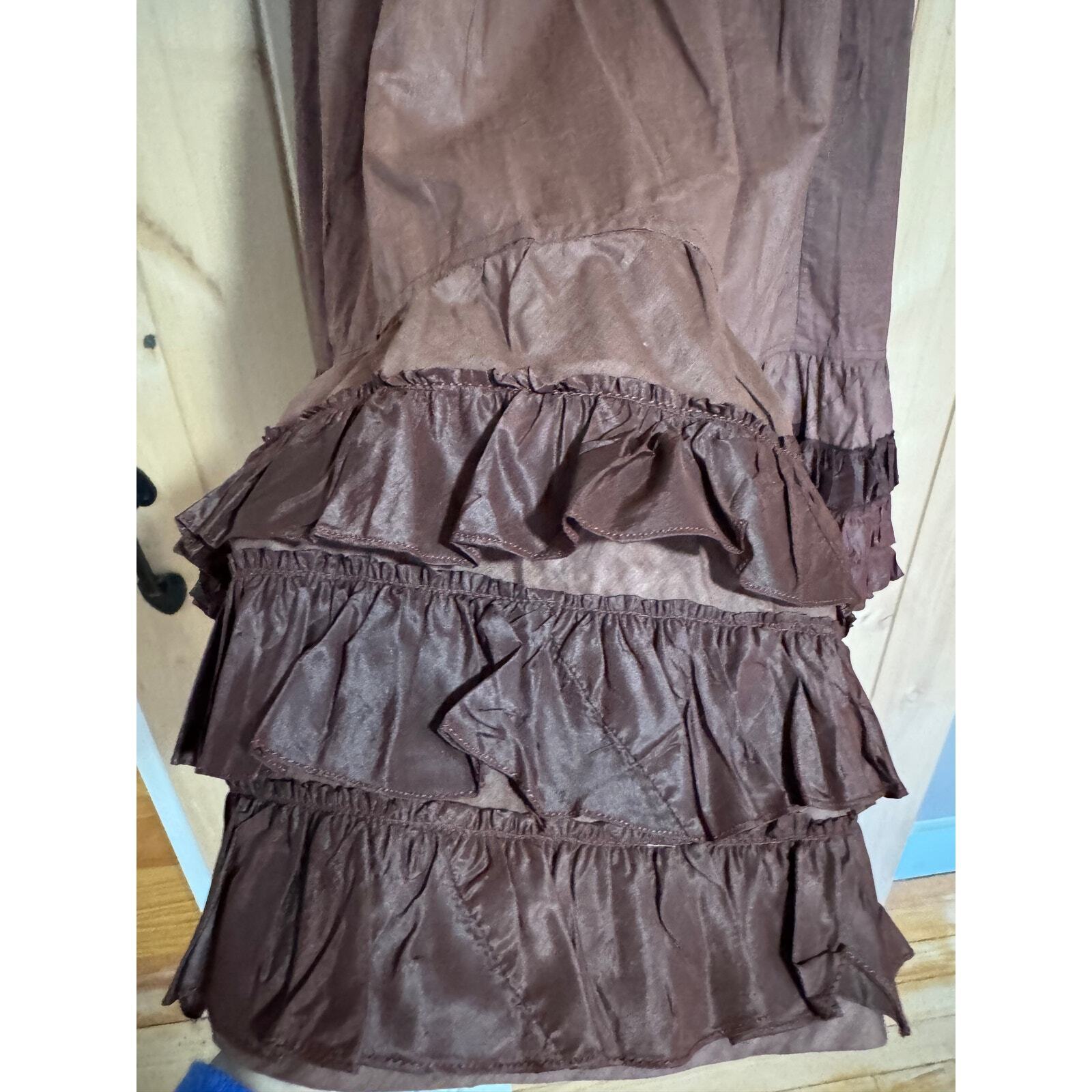 Antique 1800s Victorian Brown Ruffled Petticoat/U… - image 4