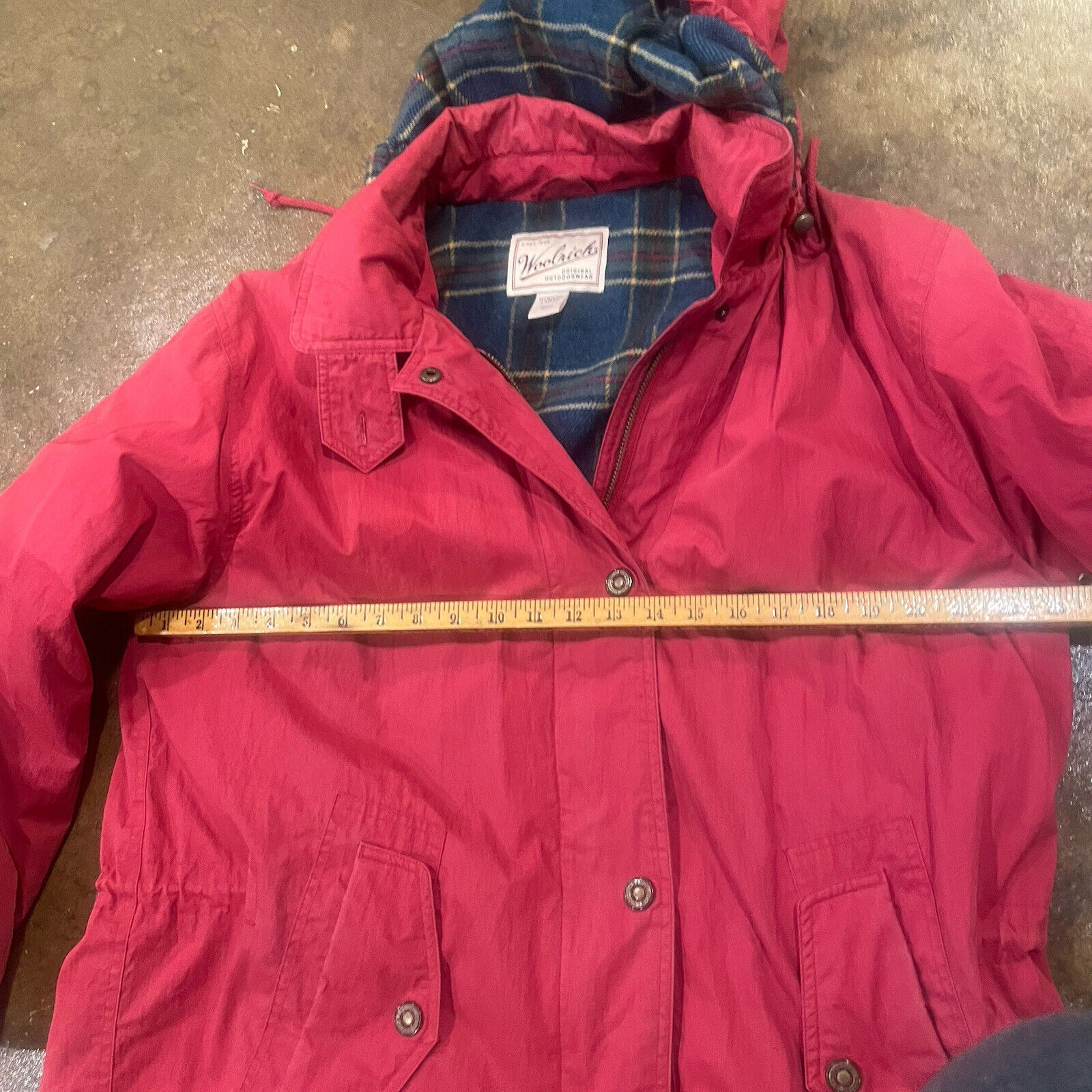 VINTAGE Woolrich Parka Jacket Womens Large Red Pl… - image 5