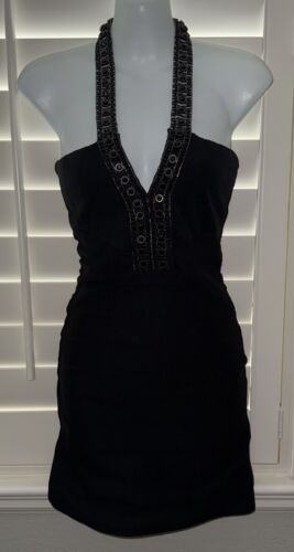 SKY Brand Jeweled Black Halter Mini Dress Size Sma