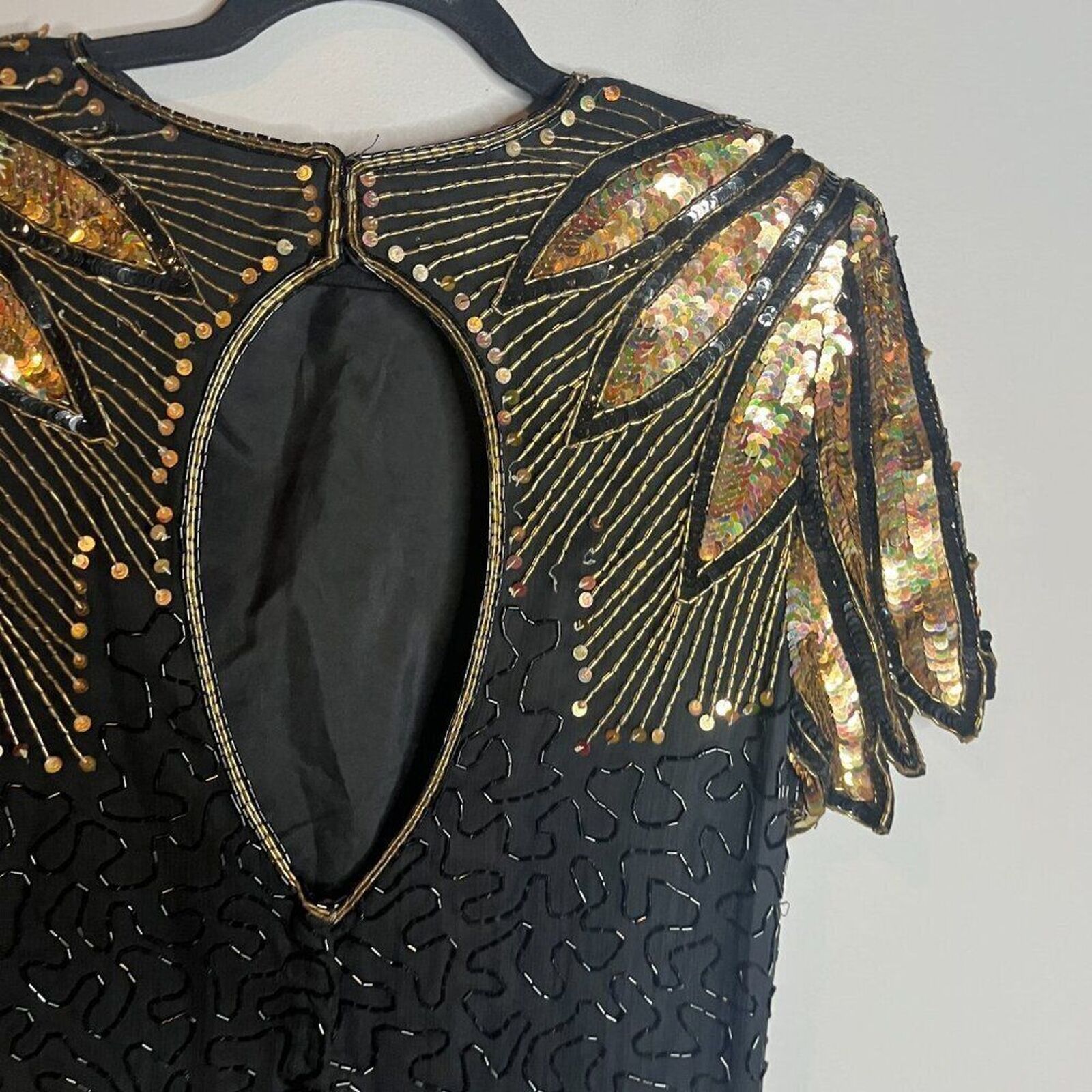 Vintage silk beaded sequin dress - image 7