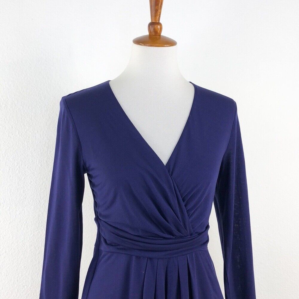 Boden Royal Blue Faux Wrap V Neck Dress sz 6 - image 2