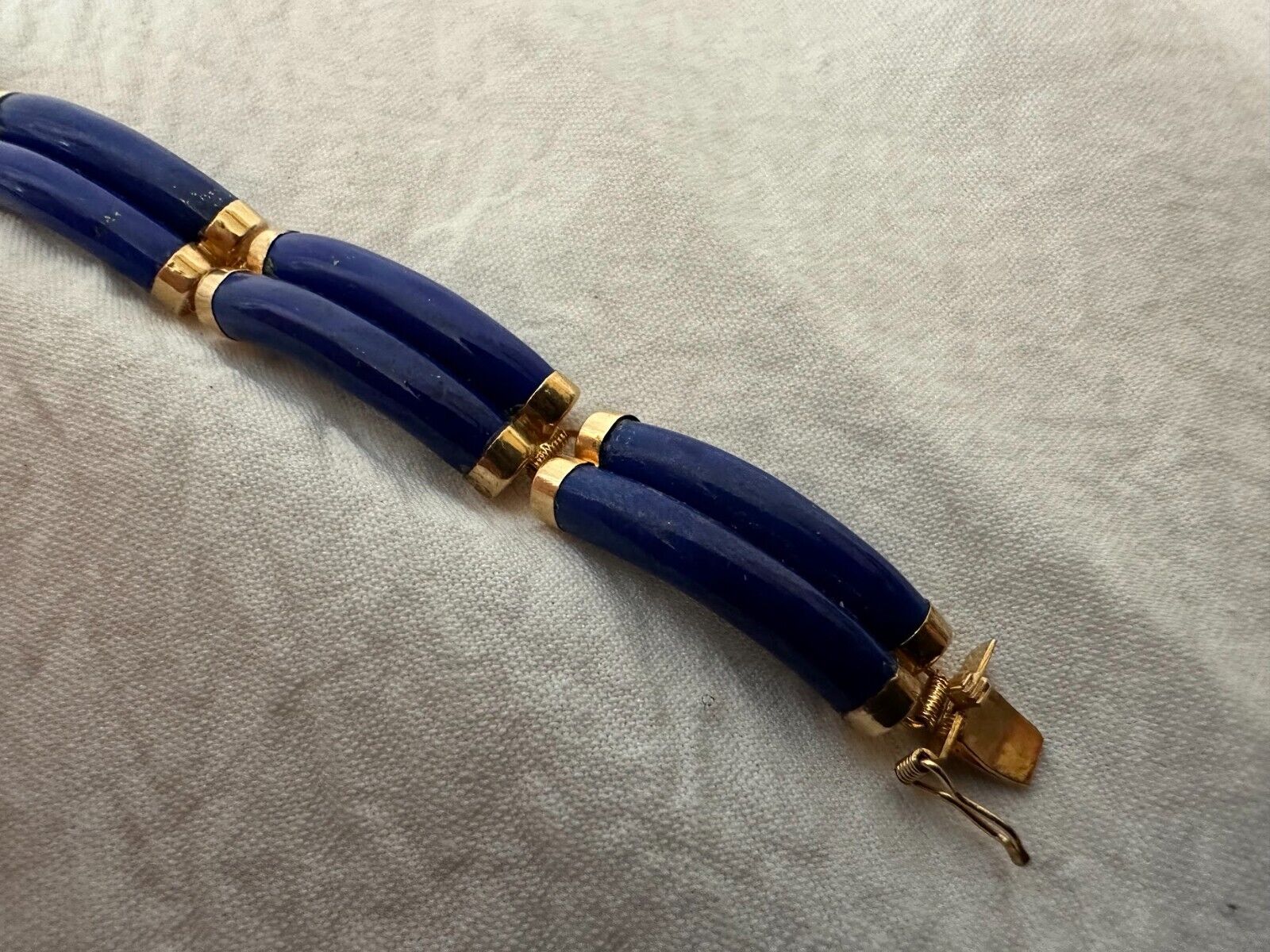 Vintage CHINESE 14K 585 Yellow GOLD & LAPIS Link … - image 4