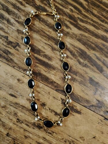 Napier black rhinestone necklace