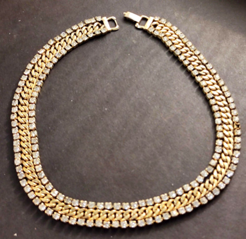 Vintage American Choker Necklace Gold 60s - VTG - image 1