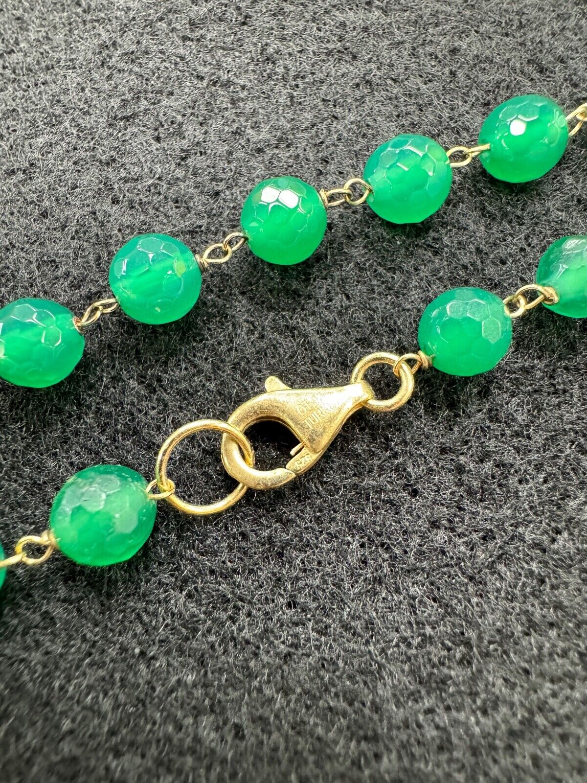 Technibond 23" Rose Cut Jade Necklace on  Gold Pl… - image 6