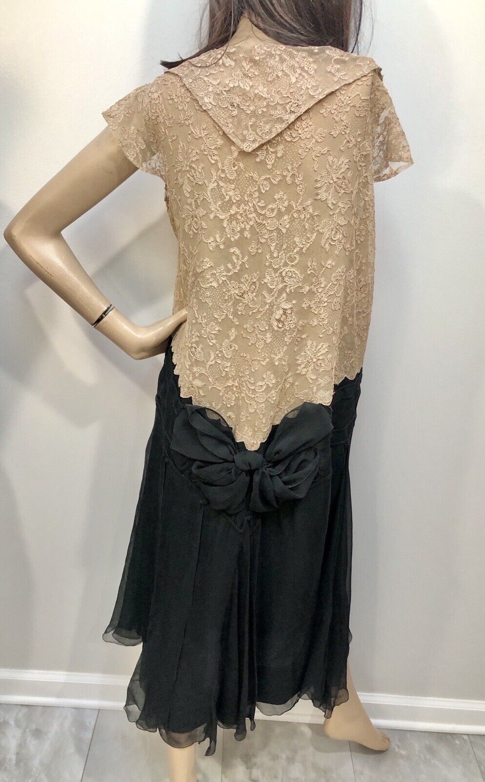 VTG Antique 1920s SILK CHIFFON FLAPPER DRESS w/TA… - image 7