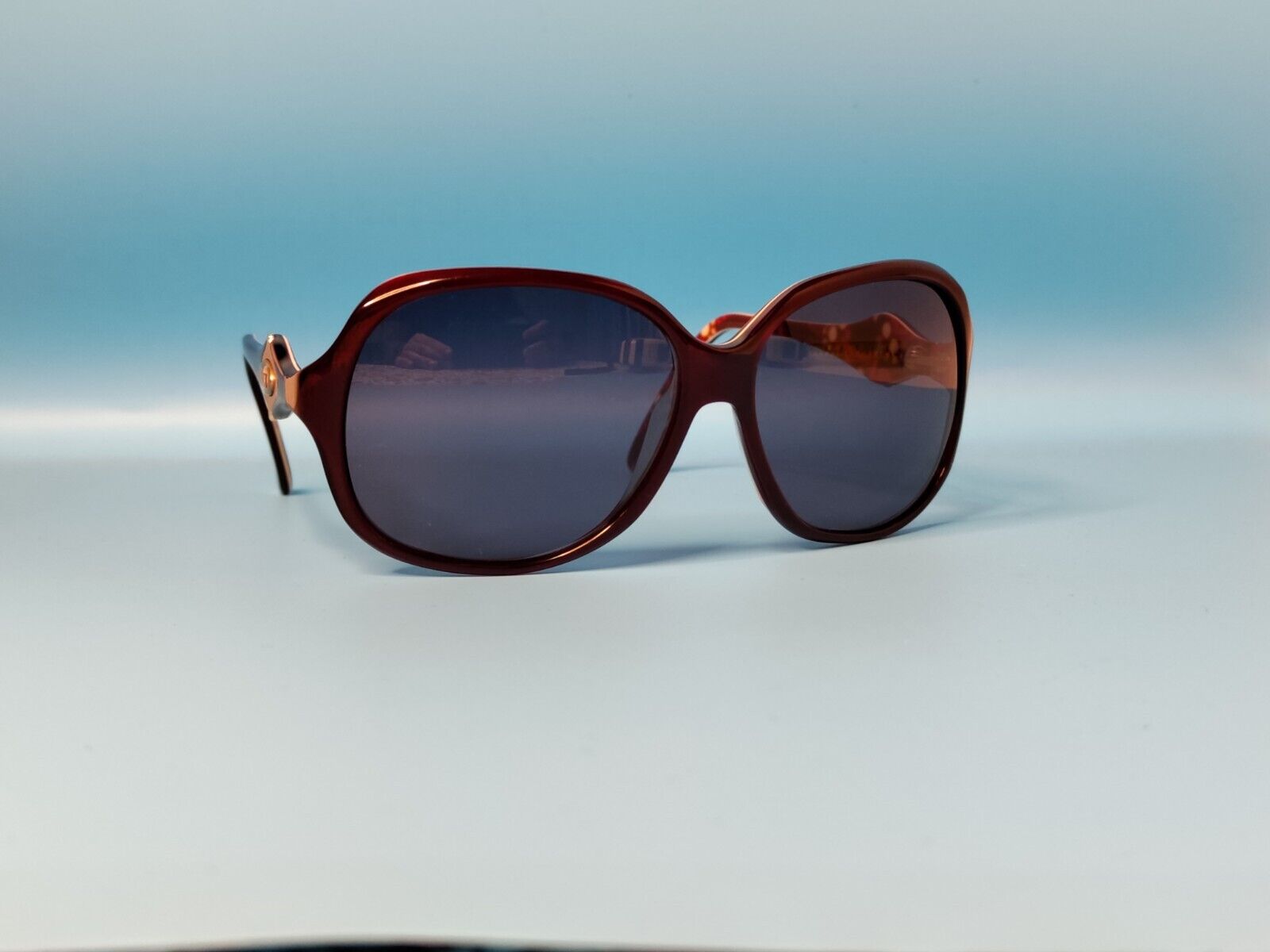 VINTAGE EMILIO PUCCI DARK RED ACETATE SUNGLASSES … - image 2