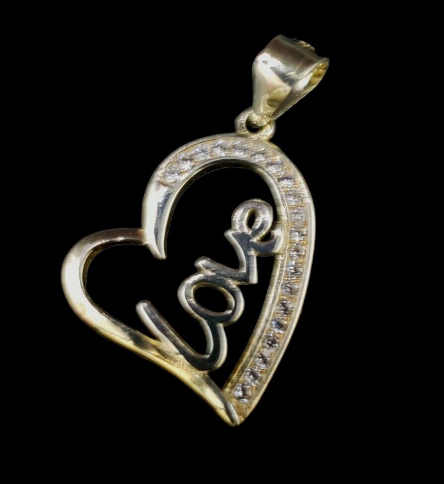 HEART LOVE pendant Sterling Silver 925 Diamond Ac… - image 2