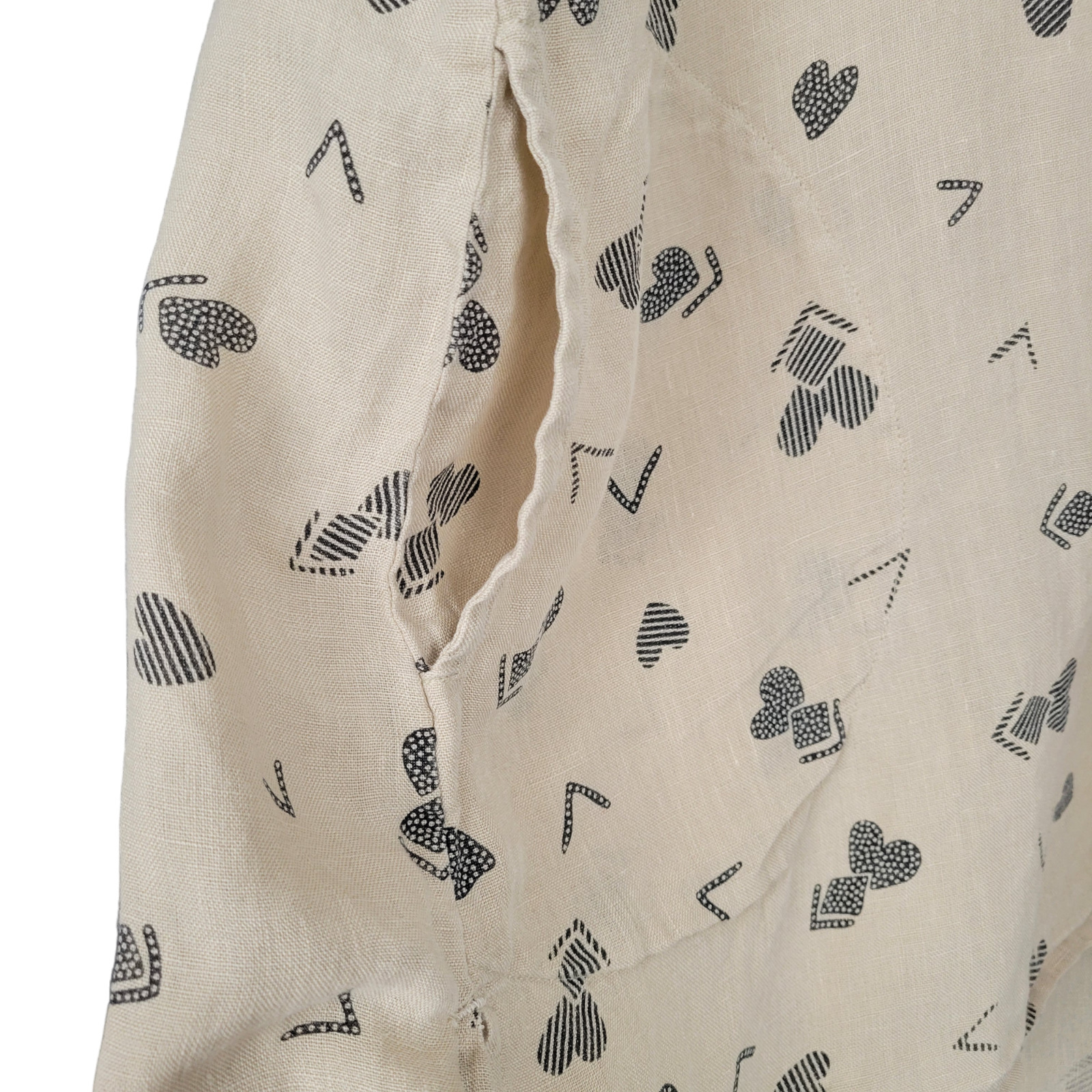 GUDRUN SJODEN Top M Beige Heart Print Linen 3/4 S… - image 10