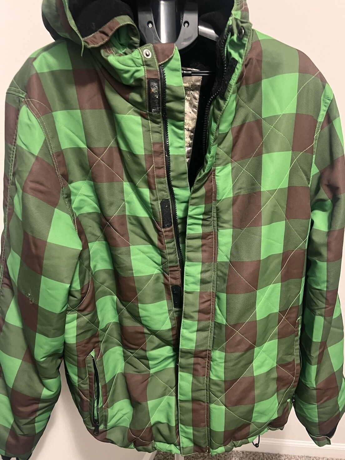 Green And Brown Plaid Winter Ski snowboard Bomber… - image 2