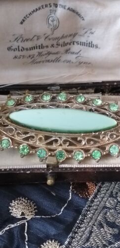 Antique Vintage Austria 1950-s Gilded Metal Green 