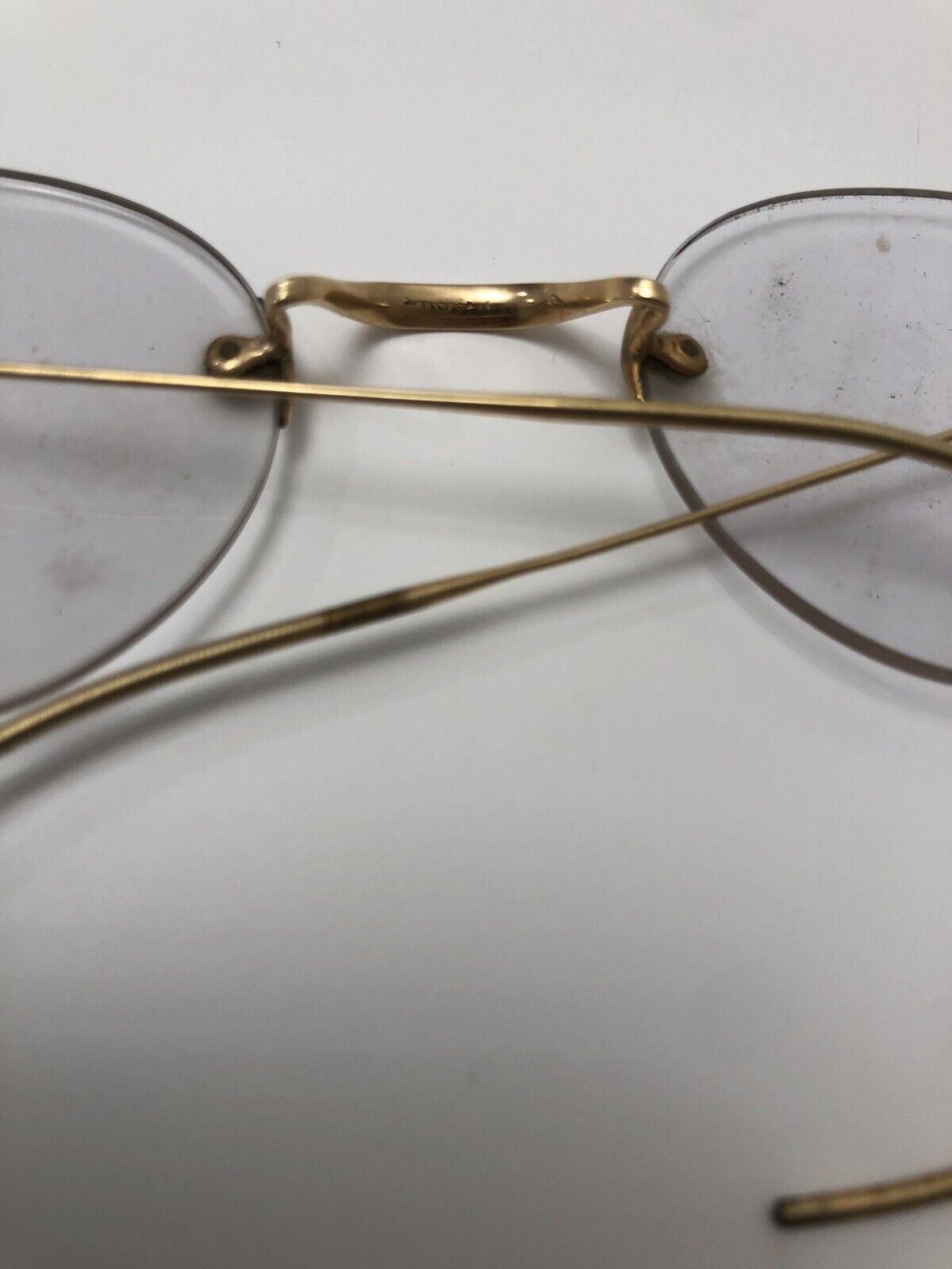 Antique Rimless Glasses Gold Tone Wire Temples Ar… - image 3