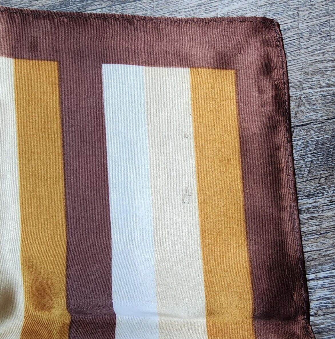 Vintage 1970's Brown, Tan Silk Head Scarf Square … - image 8