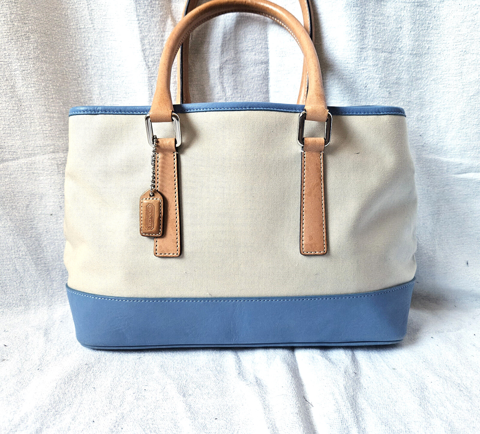 Vintage Coach Hampton Carryall Tote Bag Cream Can… - image 4