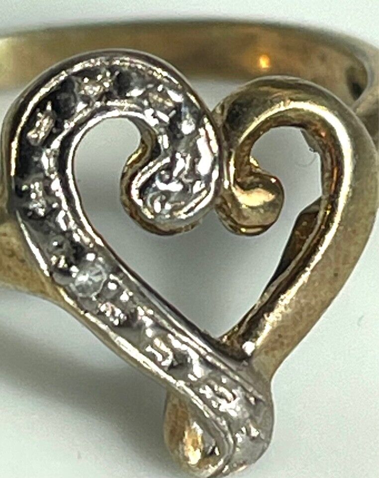 925 STERLING SILVER VERMEIL AND DIAMOND HEART RIN… - image 6