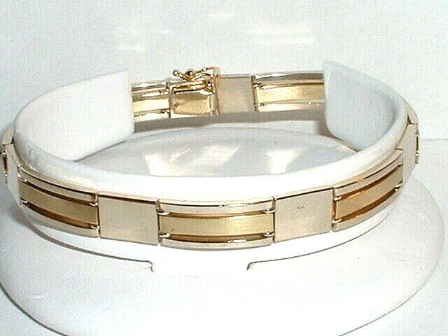 14K TWO TONE GOLD FANCY 8" TWO TONE BRACELET - image 3