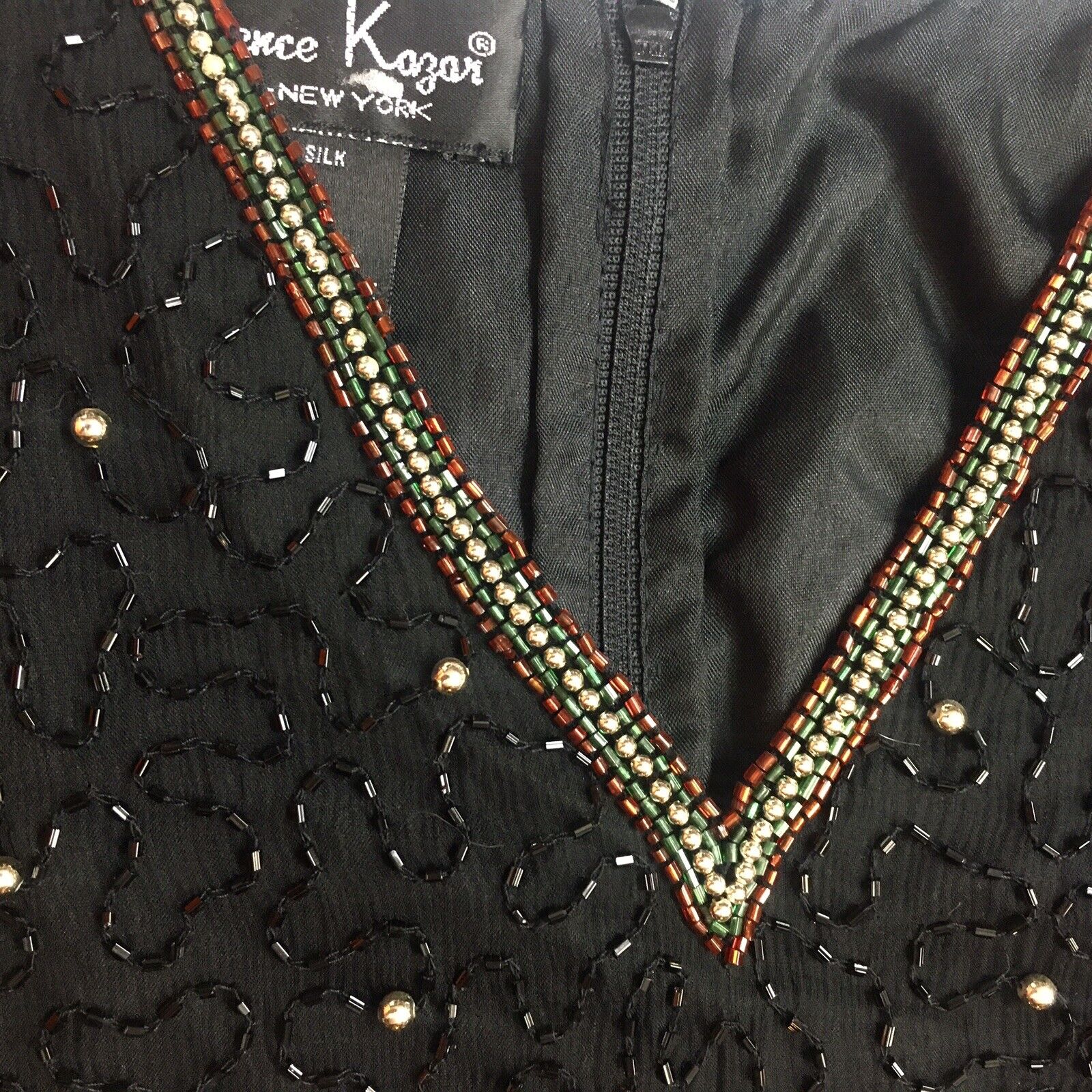 Vintage Lawrence Kazar Silk Beaded Blouse Evening… - image 5