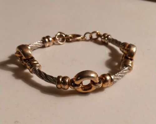 Vintage David Grau Gold & Silver Tone Bracelet 8" - image 1