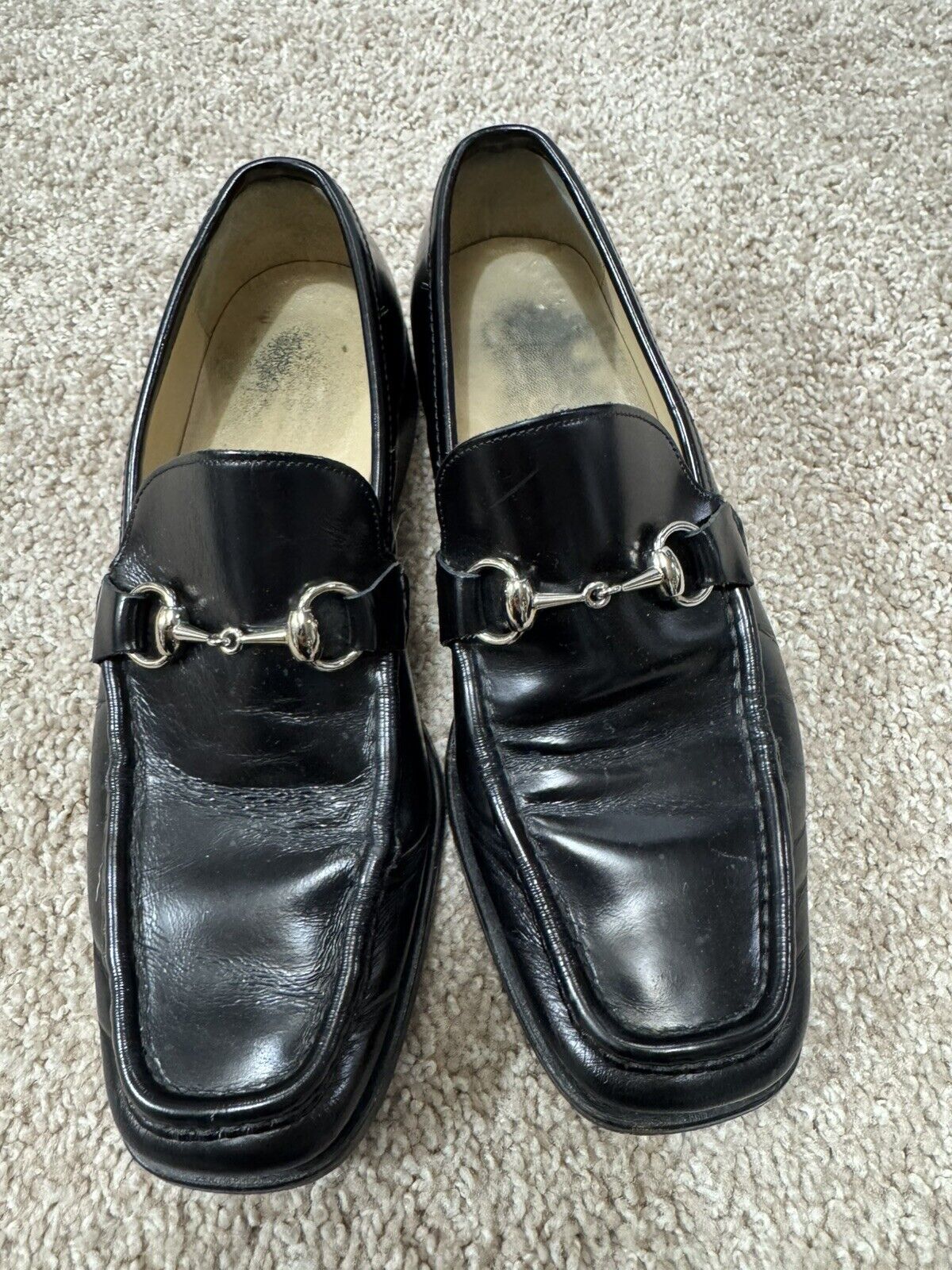 GUCCI Mens Vintage Black Leather Loafers Sz 8 D - image 2