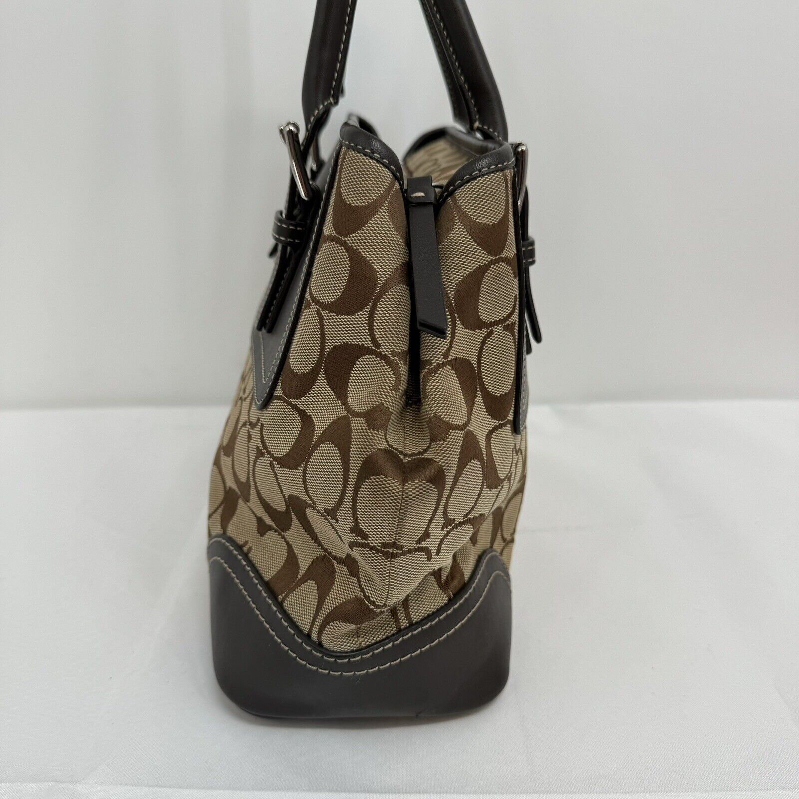 Coach Hampton Brown Khaki Signature Jacquard Leat… - image 3