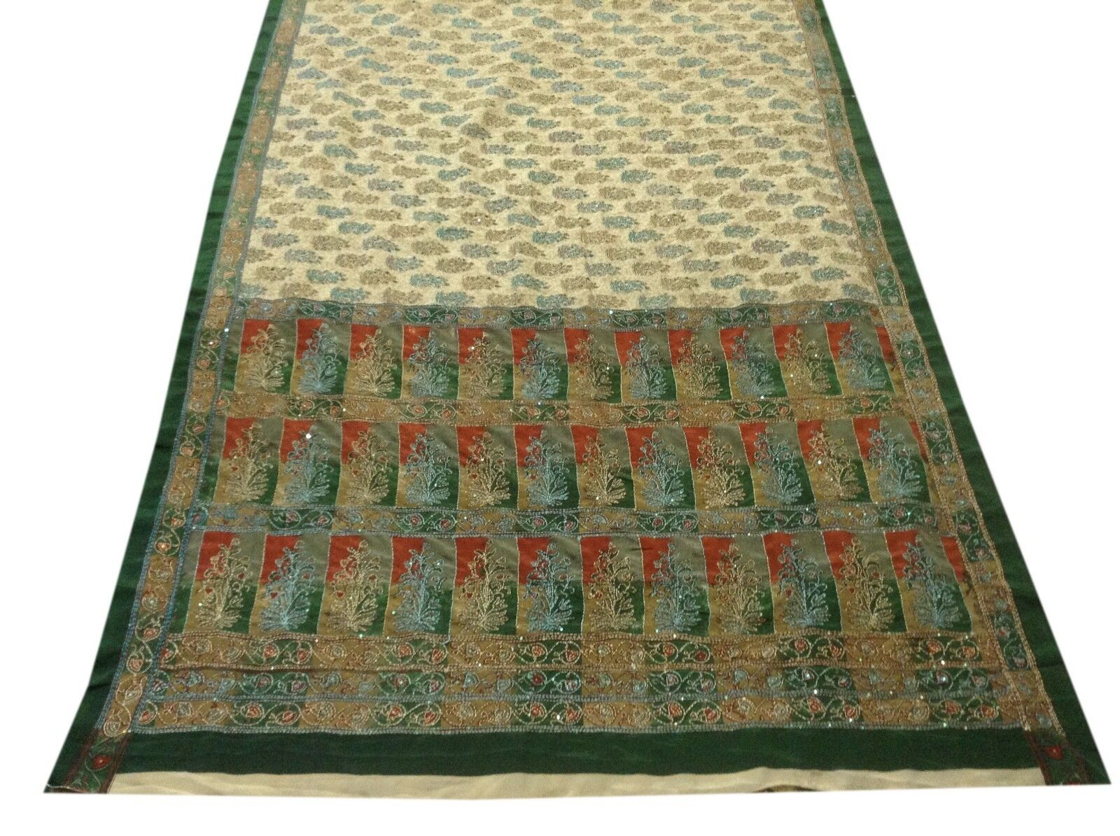 Om Vintage Indian Sari 100% Pure Silk Kantha Work… - image 7