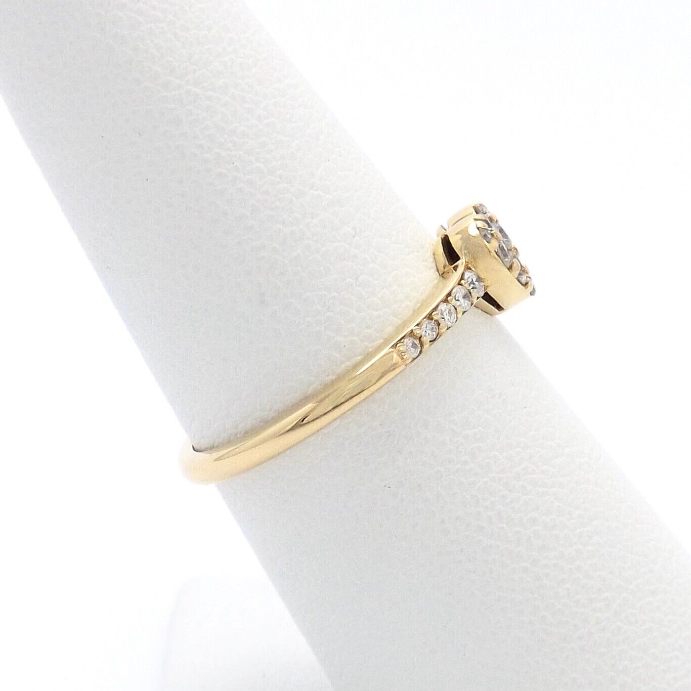 14k Gold Natural Diamond Heart Ring Petite sz7 - image 4