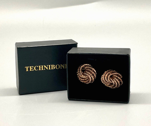 Technibond earrings pierced rose gold tone OT 925… - image 1