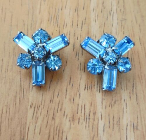 WEISS signed aqua Marine blue rhinestone vintage … - image 1