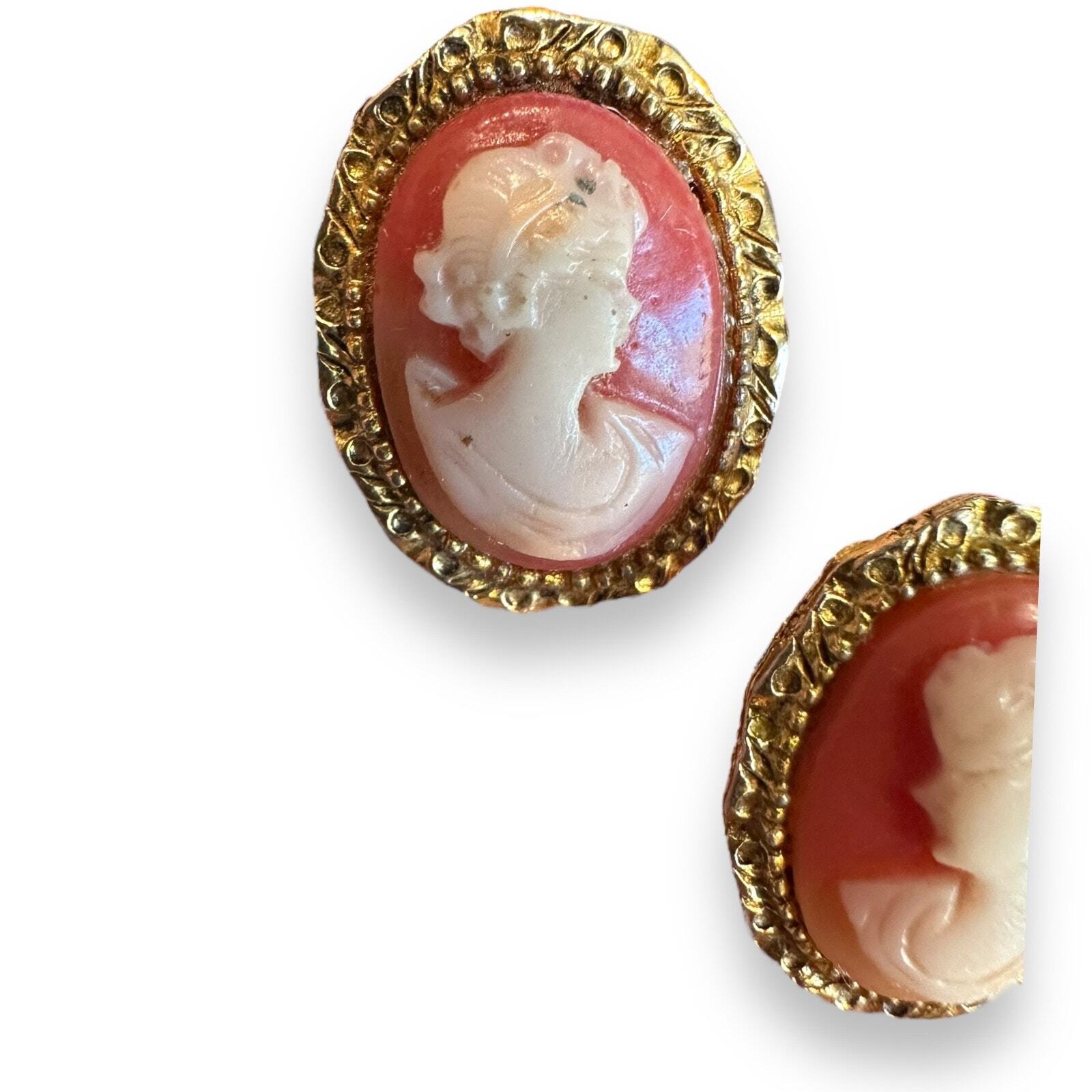 Cameo Lady Silhouette Portrait Clip Earrings - image 6