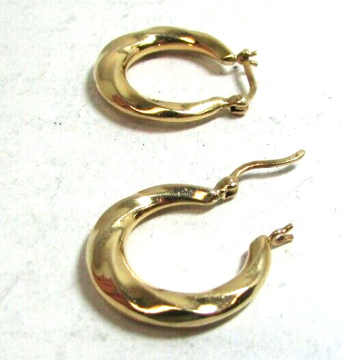 Estate 14K Yellow Gold Twisted Wave Design Hoop E… - image 6