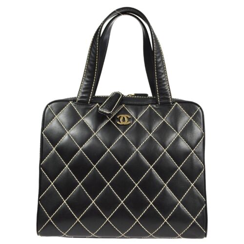 Chanel Black Calfskin Wild Stitch Handbag 110398 - image 1