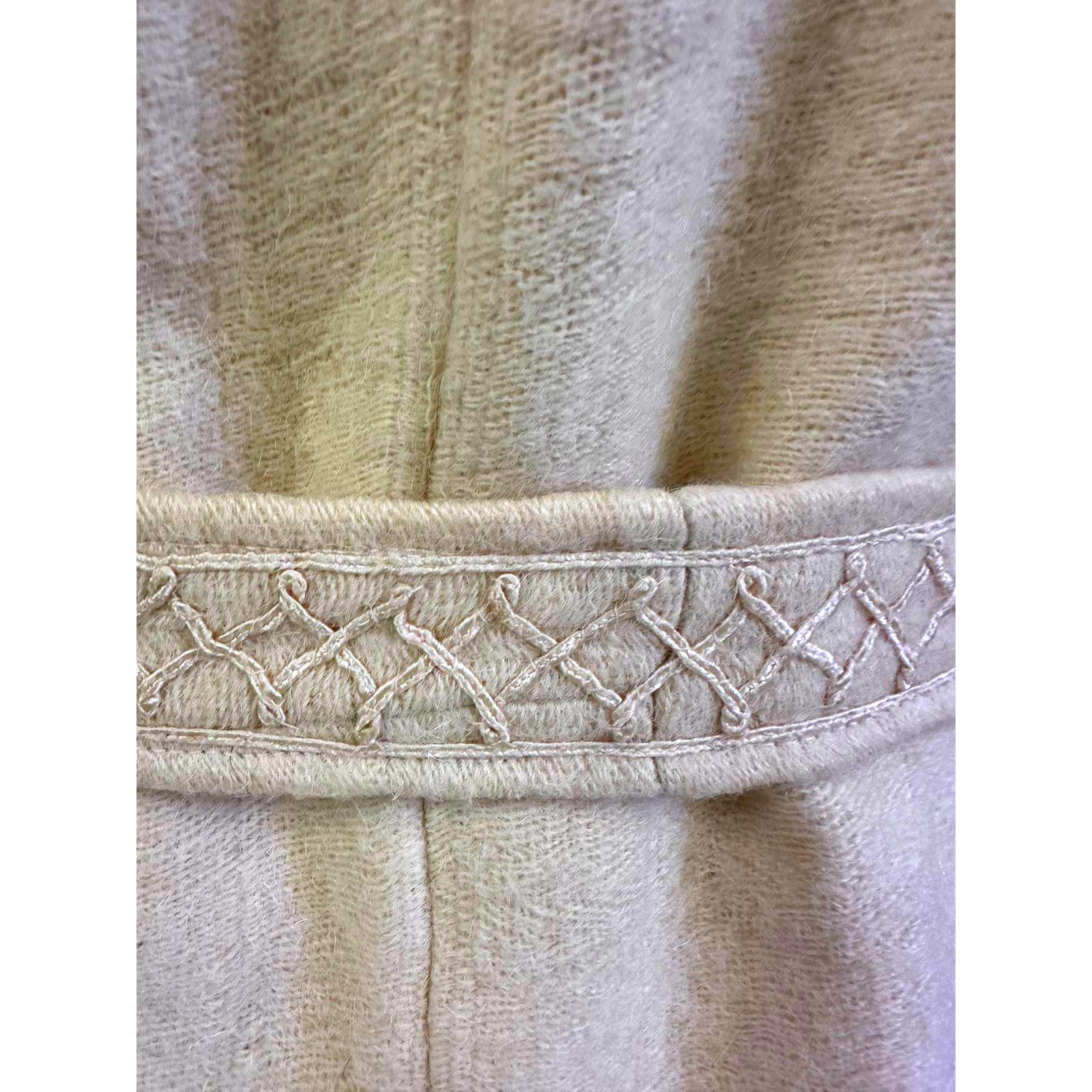 Antique Handwoven Wool Coat Edwardian Cream Embro… - image 8