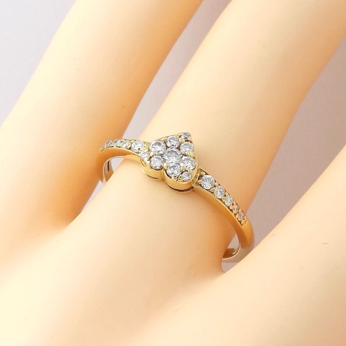 14k Gold Natural Diamond Heart Ring Petite sz7 - image 9