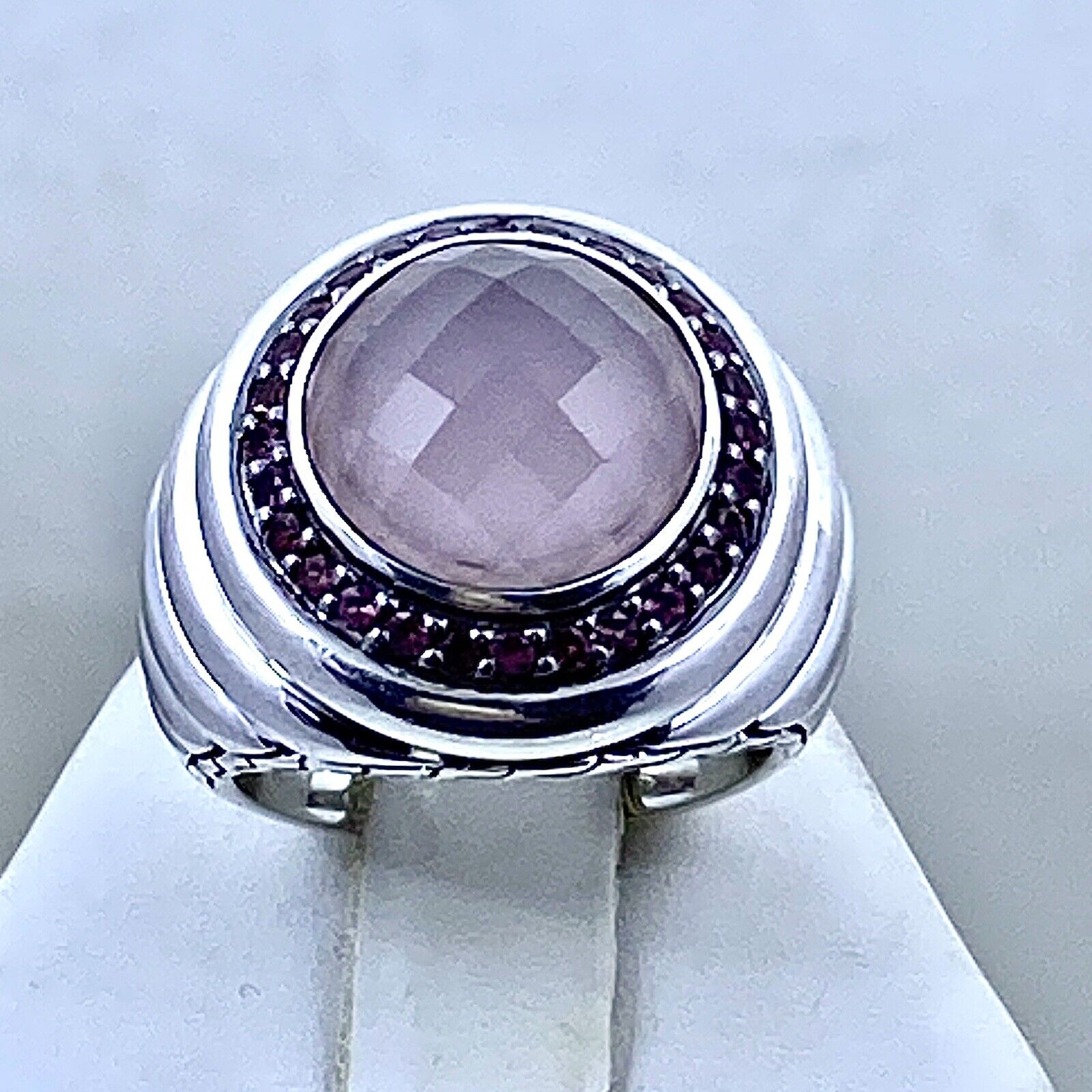 John Hardy Batu Bedeg Rose Quartz Halo Ring - Siz… - image 1